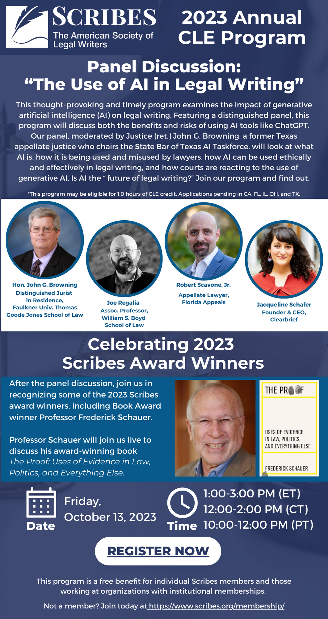 A flyer discussing the 2023 Scribes Annual CLE Program